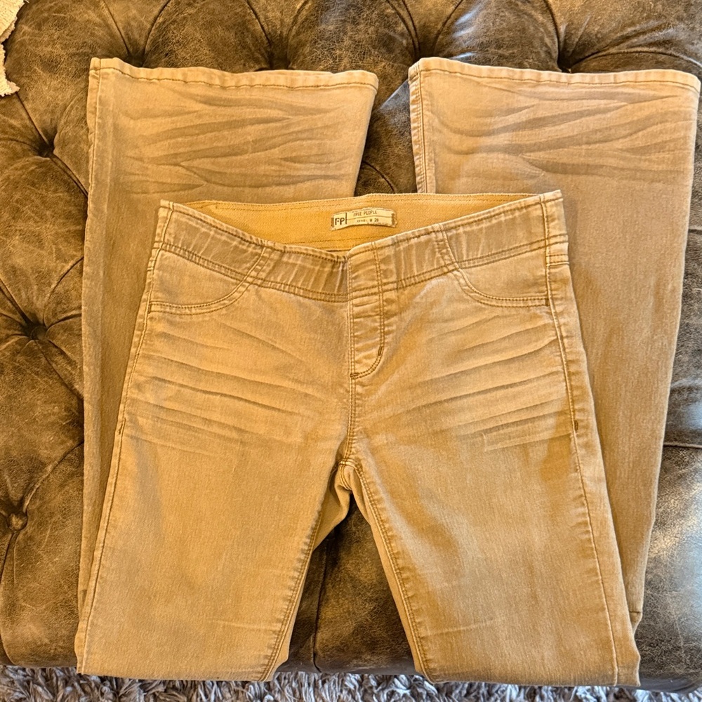 Free People Pull On Tan  Flare Pants
